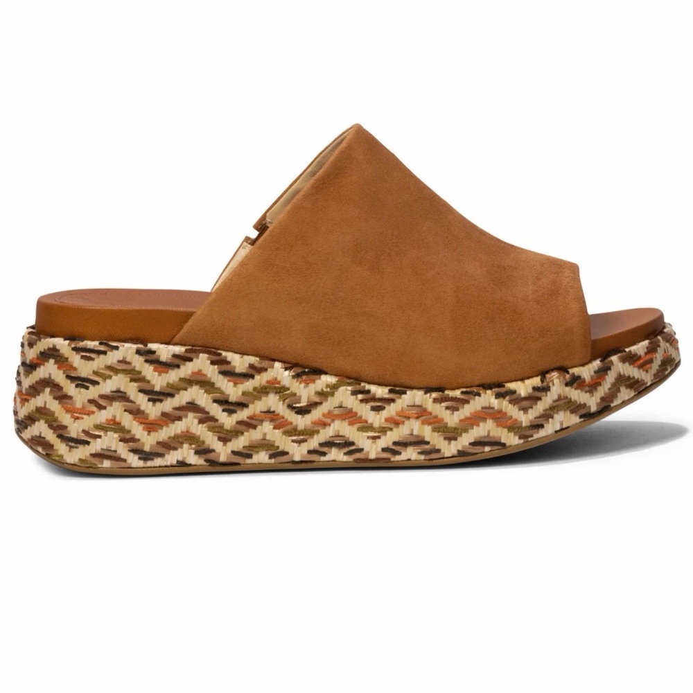 Donald Pliner Size 10 • Ruth Brown Suede Platform Slide Sandals.